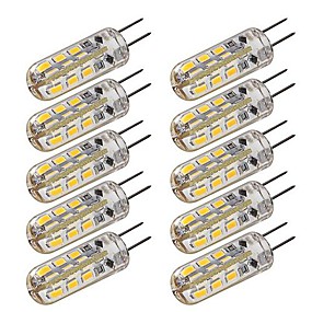 baratos Luminárias de LED  Duplo-Pin-10pçs Lâmpadas Espiga 100-120 lm G4 T 24 Contas LED SMD 3014 Regulável Branco Quente Branco Frio 12 V / 10 pçs / RoHs