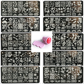 baratos Carimbos para Unhas-10pcs nail art pattren renda selo modelo prego dar um conjunto de ferramentas selo 12x6cm