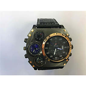 baratos Relógios Desportivos Senhora-JUBAOLI Homens Relógio Esportivo Relógio Militar Caça Assista Quartzo Couro Preta / Cáqui Calendário Dois Fusos Horários Legal Analógico Relógio Criativo Único - Azul Escuro Vermelho Branco / Marrom