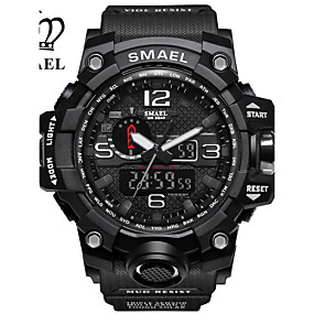 baratos Jóias &amp; Relógios-SMAEL Homens Relógio Esportivo Relógio Militar Relogio digital Japanês Digital Couro PU Acolchoado Silicone Preta / Vermelho / Laranja 50 m Impermeável Calendário Cronógrafo Analógico-Digital Casual
