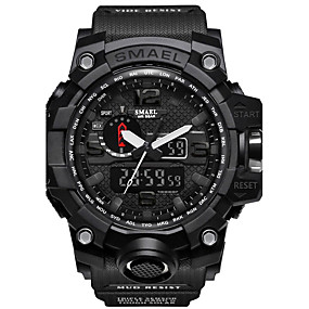 baratos Relógio de marca para homem mais vendido-SMAEL Homens Relógio Esportivo Relógio Militar Relogio digital Japanês Digital Couro PU Acolchoado Silicone Preta / Vermelho / Laranja 50 m Impermeável Calendário Cronógrafo Analógico-Digital Casual