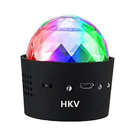 baratos Luzes LED de Cenário-Hkv® usb controle de som de cristal bola mágica lâmpada de discoteca portátil mini dj party bar stage led luz colorida voz ativação humor lâmpadas