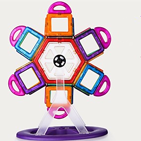 baratos Modelos &amp; Brinquedos de Montar-Blocos Magnéticos Azulejos magnéticos Blocos de Construir 98 pcs Arquitetura Transformável Para Meninos Para Meninas Brinquedos Dom