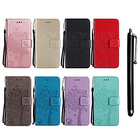 baratos Xperia XA2-Capinha Para Sony Xperia XA2 / Sony Xperia XA1 / Sony Xperia XA Ultra Carteira / Porta-Cartão / Com Suporte Capa Proteção Completa Gato / Árvore Rígida PU Leather