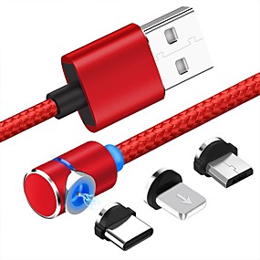 baratos Oneplus-micro USB / Iluminação / Tipo-C Cabo 1m-1.99m / 3ft-6ft 1 a 3 Plásticos / Alumínio Adaptador de cabo USB Para Samsung / Huawei / Xiaomi