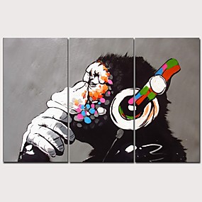 baratos Estampadas-Estampado Estampados de Lonas Esticada - Tema Clássico Moderno Modern 3 Painéis Art Prints