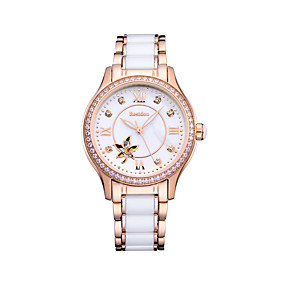 baratos Relógios Mecânicos-Best don Mulheres Relógio de Pulso relógio mecânico Relogio Dourado Japanês Automático - da corda automáticamente Cerâmica Branco / Ouro Rose 50 m Impermeável Noctilucente Relógio Casual Analógico