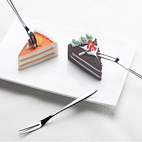 baratos Talheres-garfo de frutas bolo de aço inoxidável bolo de lua sobremesa garfo para casa diária sinal de frutas 2 pcs