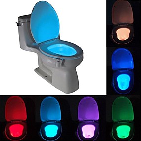 baratos Luminárias Inovadoras de LED-Brelong 1 pc 8 cores sensor de movimento humano pir vaso sanitário luz da noite