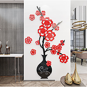 baratos Casa &amp; Cozinha-etiqueta acrílica da parede do vaso de flor da parede