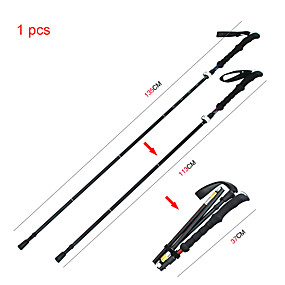 baratos Acampamento &amp; Aventura-5 Secções Bengalas de Trekking Bengalas para Caminhar Nórdicas Bengalas Multifuncionais 135 centímetros (53 polegadas) Húmido Comprimento Ajustável Sistema de Fácil Tranca Tungstênio Liga de Alúminio