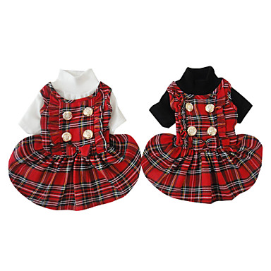 Dog Dress Black / White Dog Clothes Spring/Fall Plaid/Check 4243045 ...