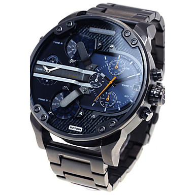 baratos Relógios Militares-Homens Relógio Militar Relógio de Pulso Relógios de aço Oversized Preta Calendário Dois Fusos Horários Legal Analógico Luxo Clássico Vintage Casual - Azul Cinzento Dourado / Preto Dois anos Ciclo de