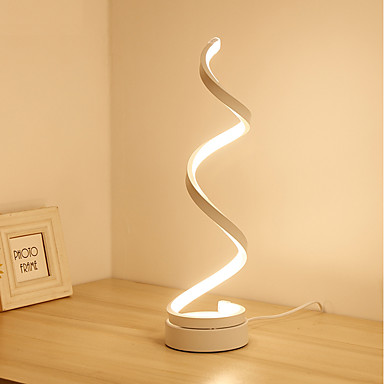 baratos Luzes de Secretária-Espiral curvada led candeeiro de mesa contemporâneo design minimalista de iluminação material acrílico design perfeito ceative para quarto sala ouro branco