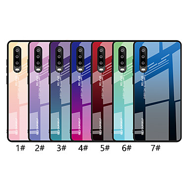 baratos Huawei P30 Pro-Capinha Para Huawei Huawei P20 / Huawei P20 Pro / Huawei P20 lite Ultra-Fina Capa traseira Cores Gradiente Rígida Vidro Temperado